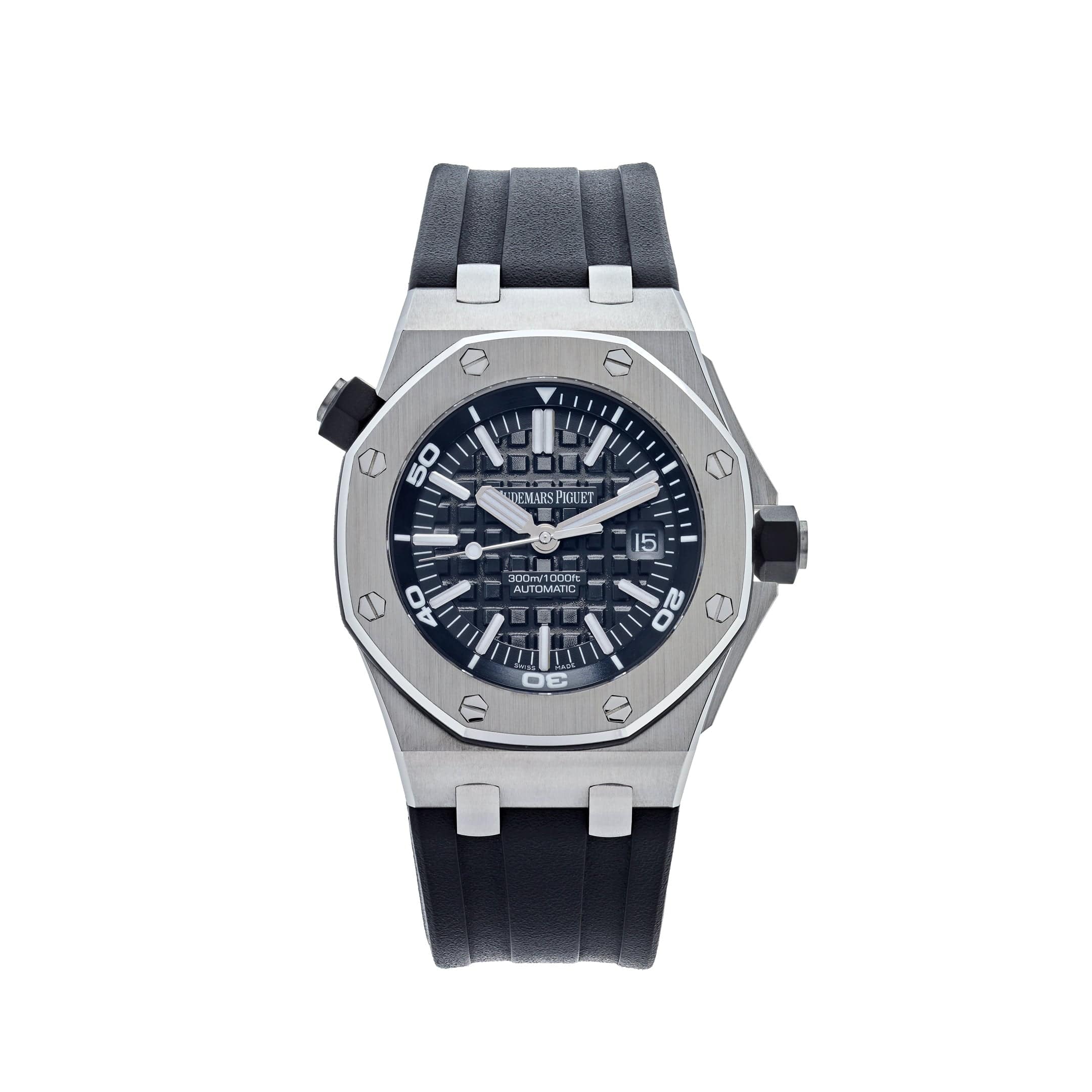 Audemars Piguet Royal Oak Offshore Diver 42mm with a grey dial and grey rubber strap